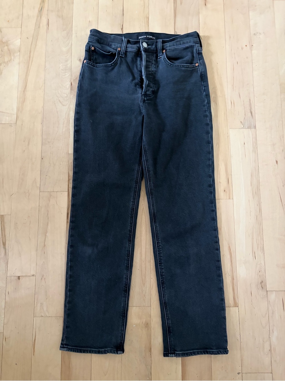 Black Arlo High Rise Straight Leg Jeans - Denim Forum 27W 28L